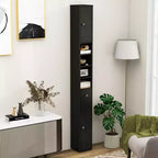 Tall Slim Bathroom Storage Cabinet Linen Tower with Drawer and Adjustable Shelves