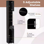 Tall Slim Bathroom Storage Cabinet Linen Tower with Drawer and Adjustable Shelves