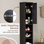 Tall Slim Bathroom Storage Cabinet Linen Tower with Drawer and Adjustable Shelves