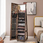 162.6 cm Lockable Jewelry Cabinet Armoire with Mirror and LED Lights