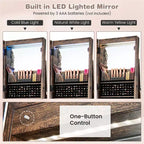 162.6 cm Lockable Jewelry Cabinet Armoire with Mirror and LED Lights