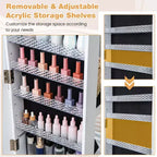 162.6 cm Lockable Jewelry Cabinet Armoire with Mirror and LED Lights