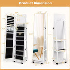 162.6 cm Lockable Jewelry Cabinet Armoire with Mirror and LED Lights