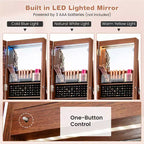 162.6 cm Lockable Jewelry Cabinet Armoire with Mirror and LED Lights