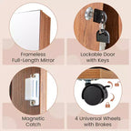 162.6 cm Lockable Jewelry Cabinet Armoire with Mirror and LED Lights