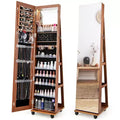 64 Jewelry Organizer Lockable Jewelry Cabinet Armoire w/ Mirror & LED Lights