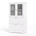 Bathroom Floor Storage Cabinet Freestanding Cupboard Pantry w/ 2 Drawers