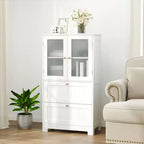 Freestanding Bathroom Floor Storage Cabinet with 2 Drawers and Cupboard