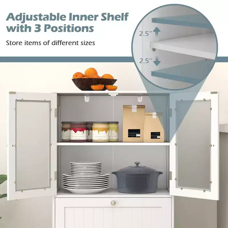 Freestanding Bathroom Floor Storage Cabinet with 2 Drawers and Cupboard