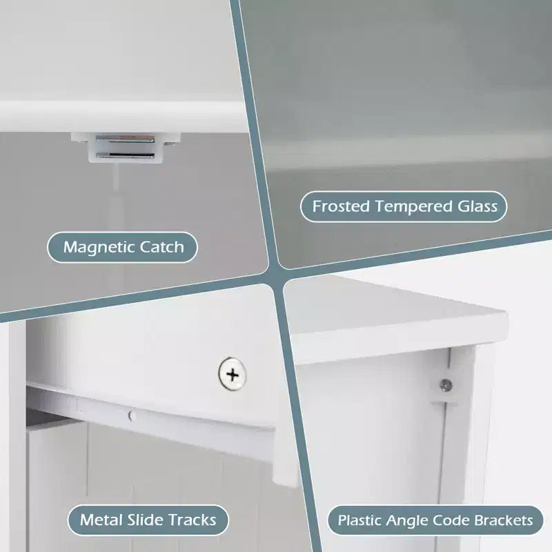 Freestanding Bathroom Floor Storage Cabinet with 2 Drawers and Cupboard