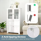 Freestanding Bathroom Floor Storage Cabinet with 2 Drawers and Cupboard