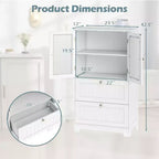 Freestanding Bathroom Floor Storage Cabinet with 2 Drawers and Cupboard