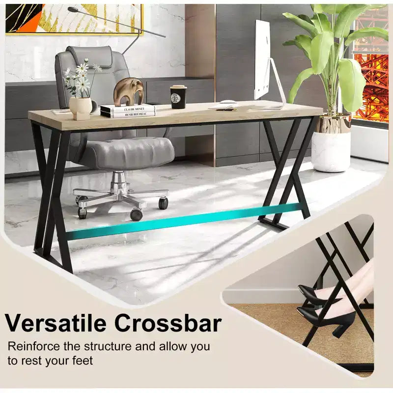 149.9 cm Large Industrial Computer Desk with Heavy-Duty Metal Frame