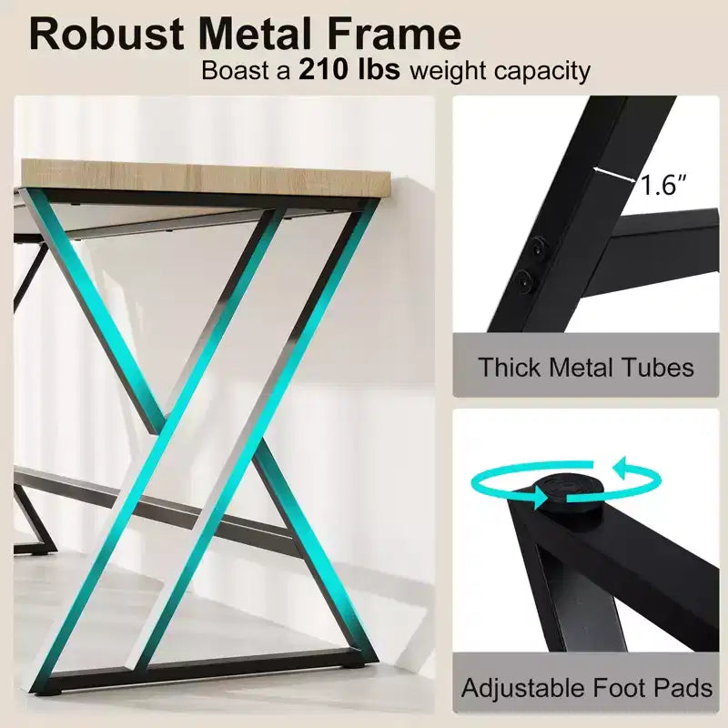 149.9 cm Large Industrial Computer Desk with Heavy-Duty Metal Frame