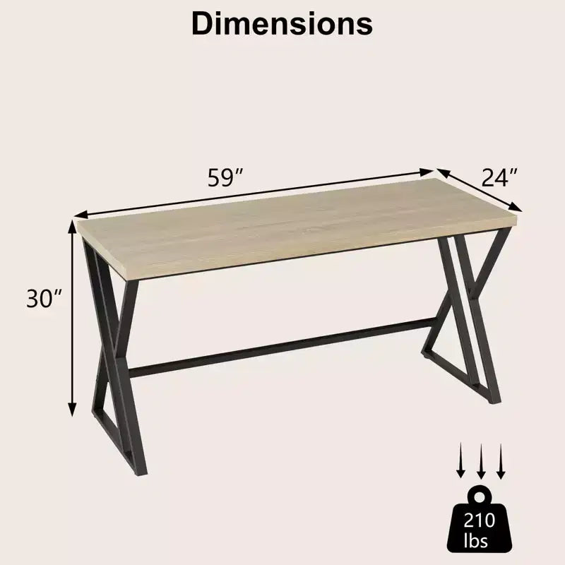 149.9 cm Large Industrial Computer Desk with Heavy-Duty Metal Frame