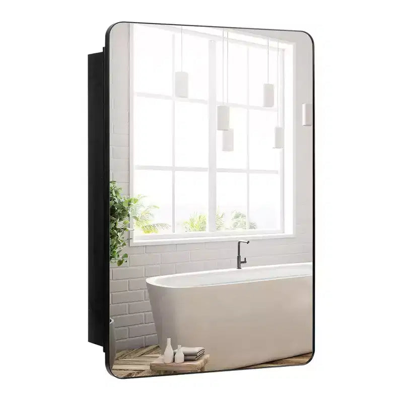 50.8 × 76.2 cm Bathroom Mirror Cabinet w/ Aluminum Frame Adjustable Shelves