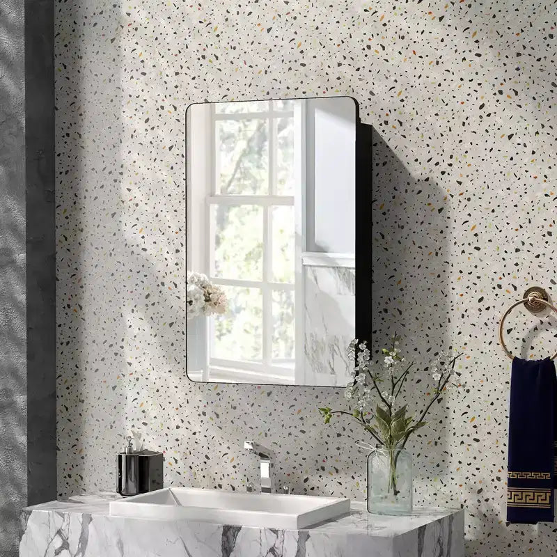 50.8 × 76.2 cm Bathroom Mirror Cabinet with Aluminum Frame and Adjustable Shelves