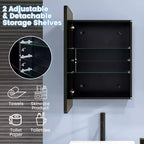 50.8 × 76.2 cm Bathroom Mirror Cabinet with Aluminum Frame and Adjustable Shelves