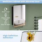 50.8 × 76.2 cm Bathroom Mirror Cabinet with Aluminum Frame and Adjustable Shelves
