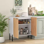 2-Door Buffet Cabinet Sideboard with Shelf, Metal Legs & Anti-Tipping Kit
