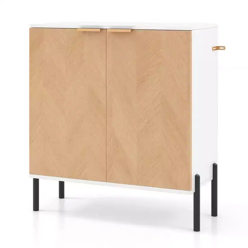 2-Door Buffet Cabinet Sideboard with Shelf, Metal Legs & Anti-Tipping Kit