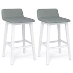 29 Upholstered Barstools w/ Low Back Footrest & Wood Legs for Kitchen Island
