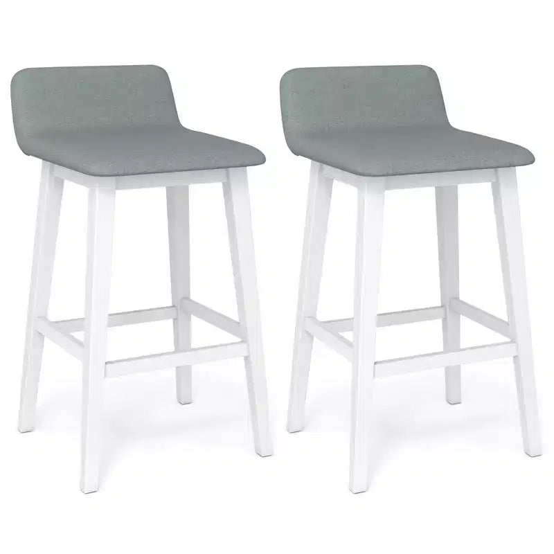 29 Upholstered Barstools w/ Low Back Footrest & Wood Legs for Kitchen Island