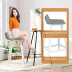 73.7 cm Upholstered Barstools with Low Back, Footrest & Wood Legs for Kitchen Island