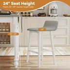 73.7 cm Upholstered Barstools with Low Back, Footrest & Wood Legs for Kitchen Island