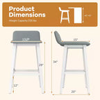 73.7 cm Upholstered Barstools with Low Back, Footrest & Wood Legs for Kitchen Island