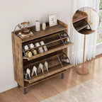 2-Drawer Wooden Shoe Cabinet with Adjustable Shelf - Hidden Entryway & Hallway Storage Organizer for Living Room Space-Saving Solution