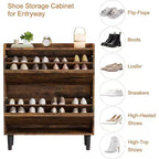 2-Drawer Wooden Shoe Cabinet with Adjustable Shelf - Hidden Entryway & Hallway Storage Organizer for Living Room Space-Saving Solution