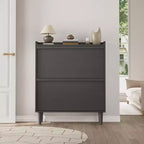 2-Drawer Wooden Shoe Cabinet with Adjustable Shelf - Hidden Entryway & Hallway Storage Organizer for Living Room Space-Saving Solution