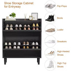 2-Drawer Wooden Shoe Cabinet with Adjustable Shelf - Hidden Entryway & Hallway Storage Organizer for Living Room Space-Saving Solution