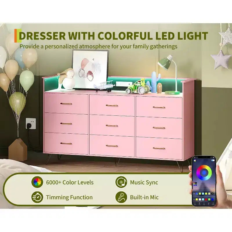 93.0 × 159.5 × 42.4 cm 9-Drawer Tall Dresser, Modern Storage Cabinet with Multi-Functional Organizer for Multi-Room Use, Sleek Design