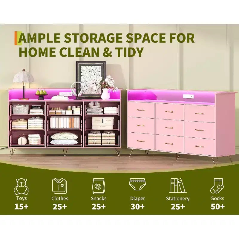 93.0 × 159.5 × 42.4 cm 9-Drawer Tall Dresser, Modern Storage Cabinet with Multi-Functional Organizer for Multi-Room Use, Sleek Design