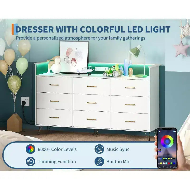 93.0 × 159.5 × 42.4 cm 9-Drawer Tall Dresser, Modern Storage Cabinet with Multi-Functional Organizer for Multi-Room Use, Sleek Design
