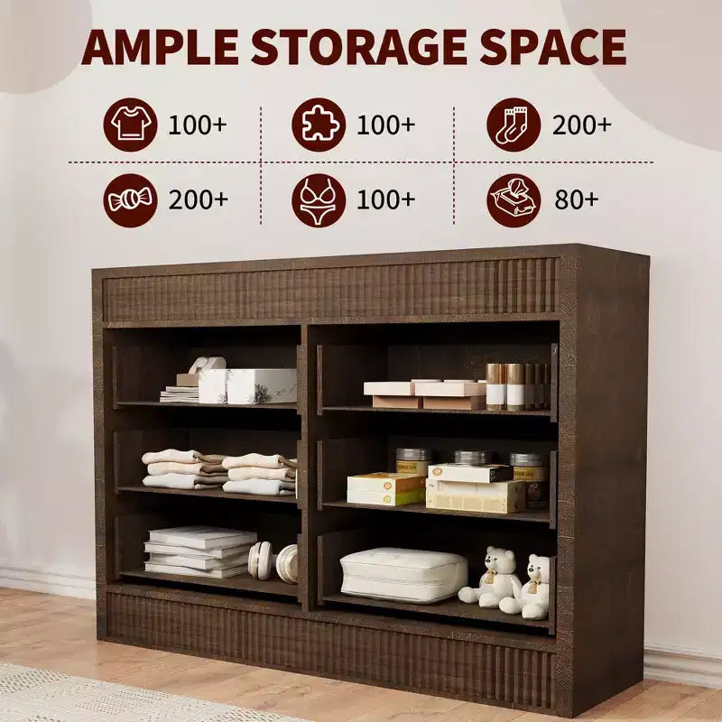 Fluted 6- or 7-Drawer Dresser with Smooth-Gliding Drawers and Anti-Tip Safety
