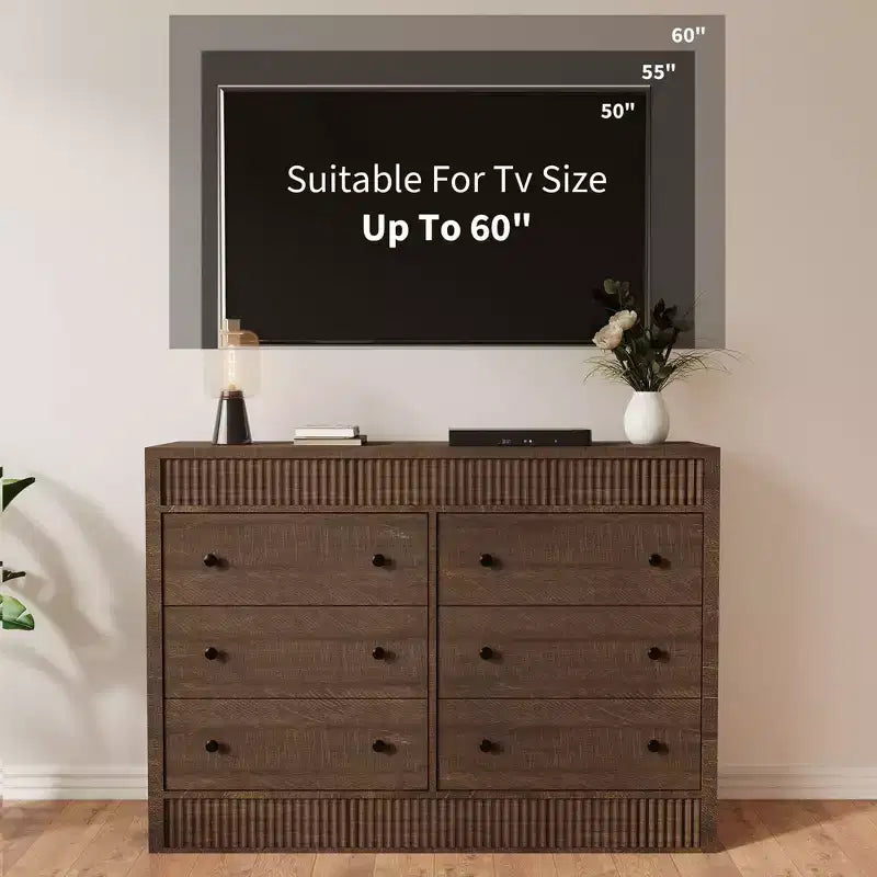 Fluted 6- or 7-Drawer Dresser with Smooth-Gliding Drawers and Anti-Tip Safety