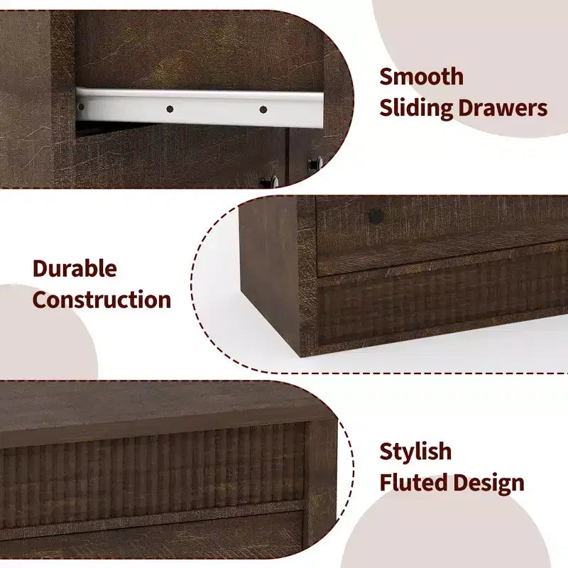 Fluted 6- or 7-Drawer Dresser with Smooth-Gliding Drawers and Anti-Tip Safety