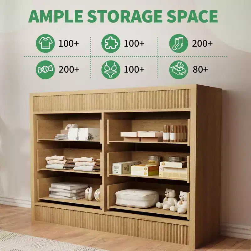Fluted 6- or 7-Drawer Dresser with Smooth-Gliding Drawers and Anti-Tip Safety