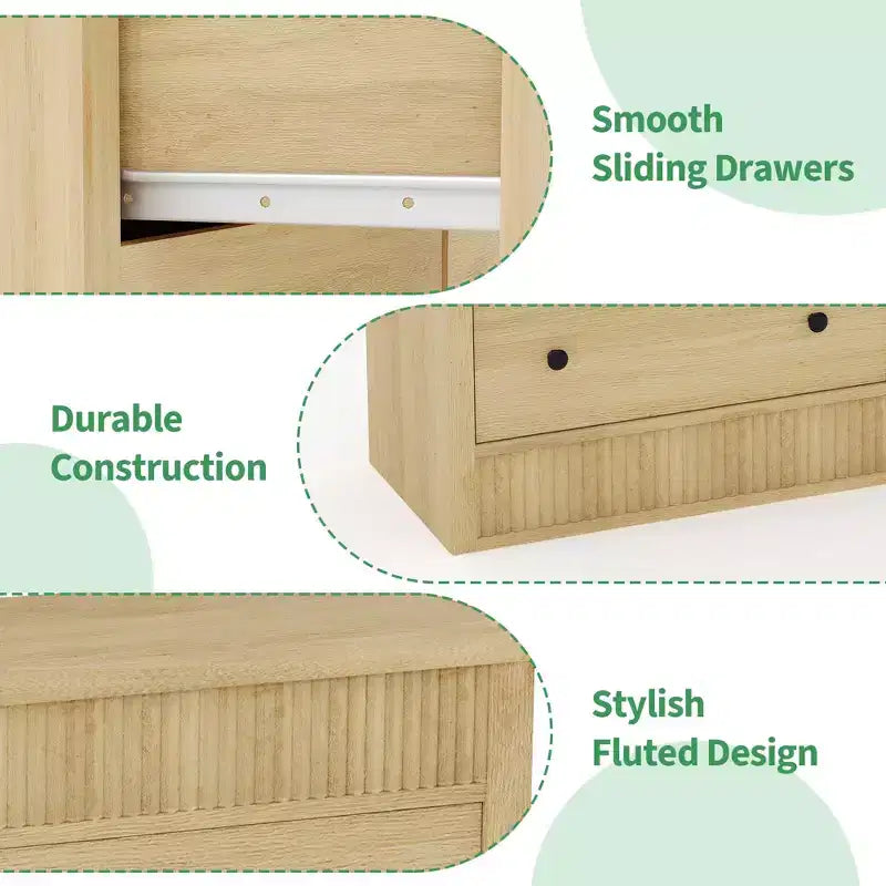 Fluted 6- or 7-Drawer Dresser with Smooth-Gliding Drawers and Anti-Tip Safety