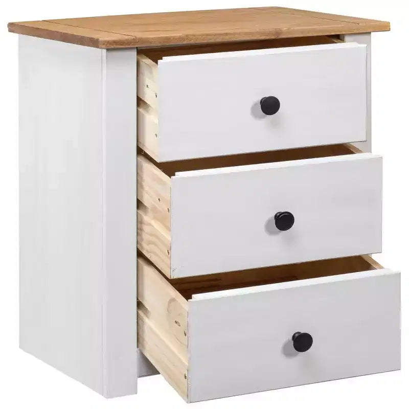 3-Drawer Solid Pine Nightstand and Bedside Storage Table
