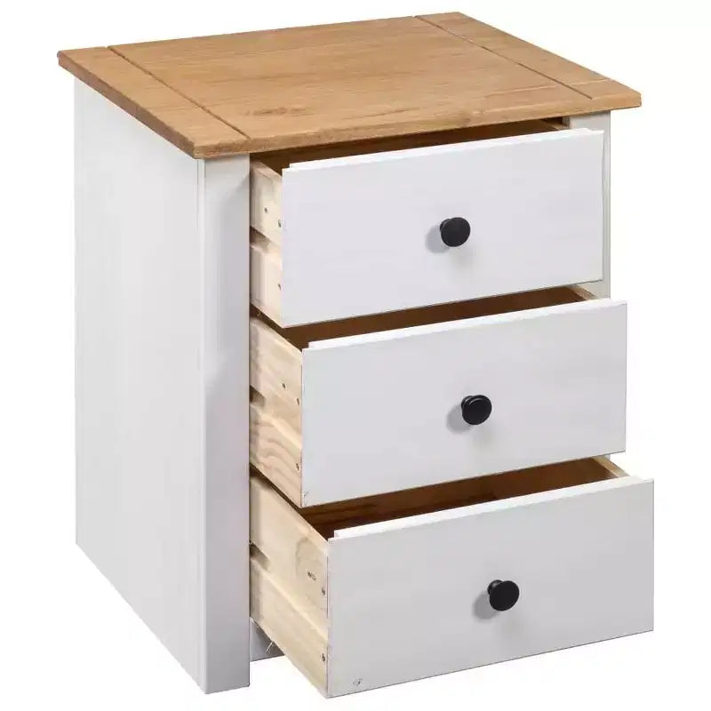 3-Drawer Solid Pine Nightstand and Bedside Storage Table