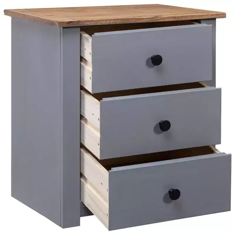 3-Drawer Solid Pine Nightstand and Bedside Storage Table