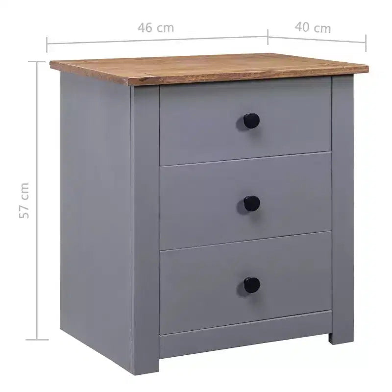 3-Drawer Solid Pine Nightstand and Bedside Storage Table