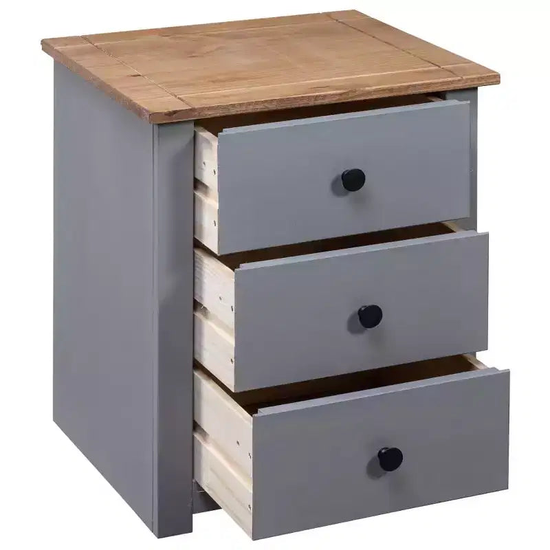 3-Drawer Solid Pine Nightstand and Bedside Storage Table