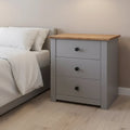 Nightstand with 3 Drawers Storage Bedside Table Pinewood