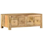 Coffee Table with 4 Drawers 35.4x19.7x13.8 Solid Mango Wood