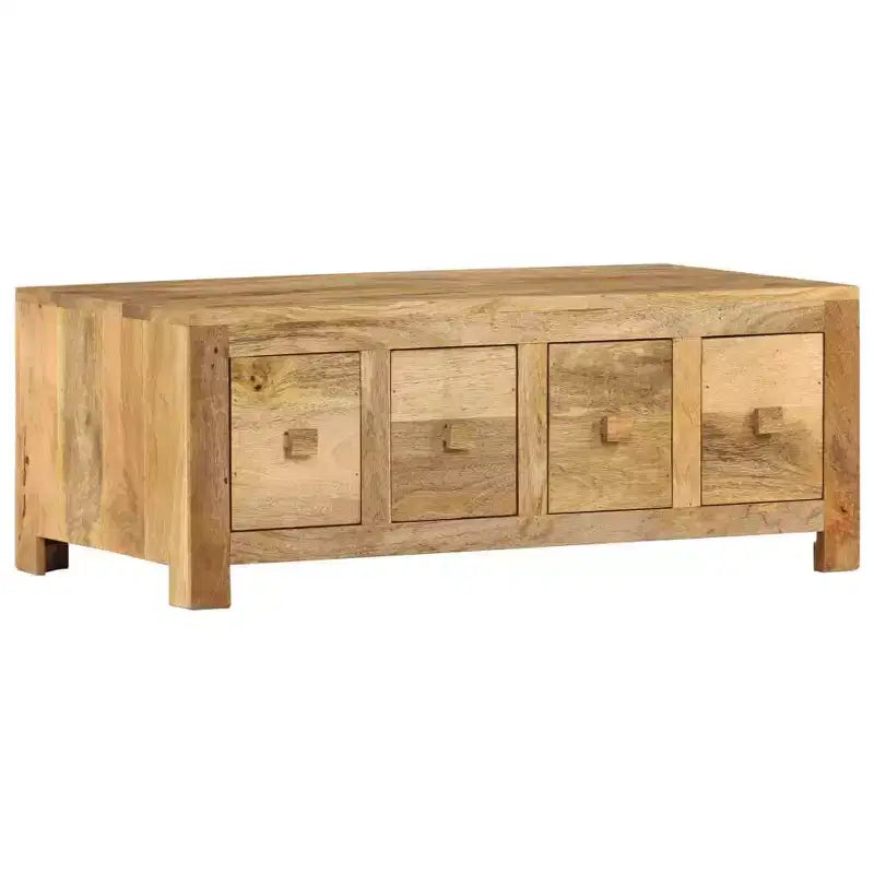 Coffee Table with 4 Drawers 89.9 × 50.0 × 35.1 cm Solid Mango Wood